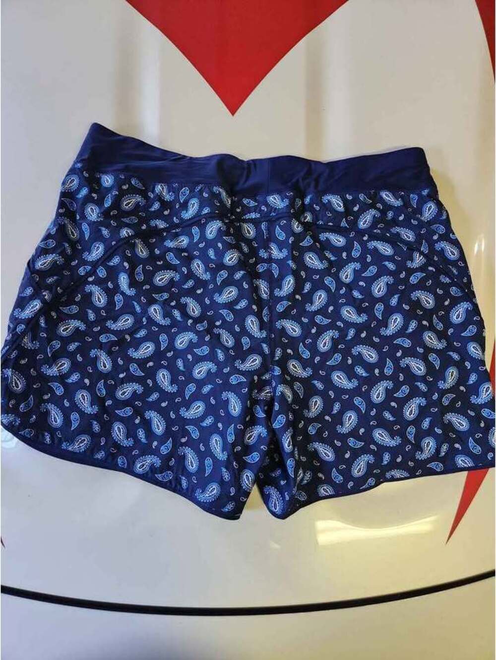 Lands' End Blue Paisley Swim Shorts